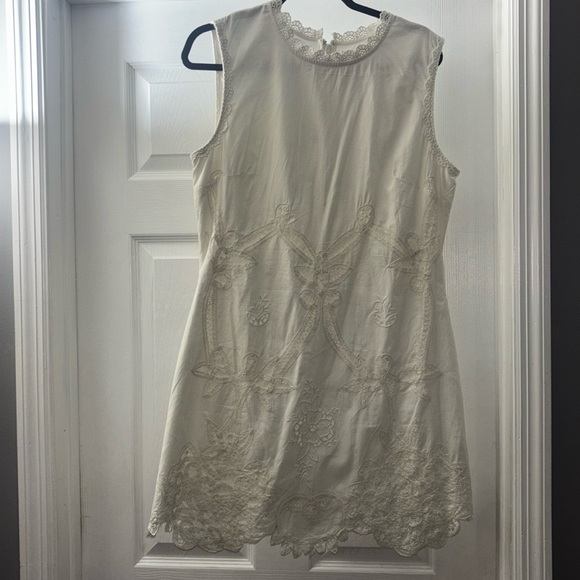 By Anthropologie sleeveless poplin white lace mini dress - Picture 6 of 7